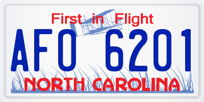 NC license plate AFO6201