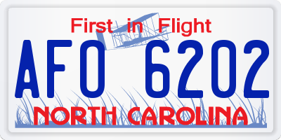 NC license plate AFO6202