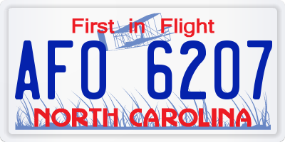 NC license plate AFO6207