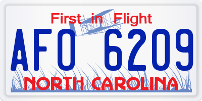 NC license plate AFO6209