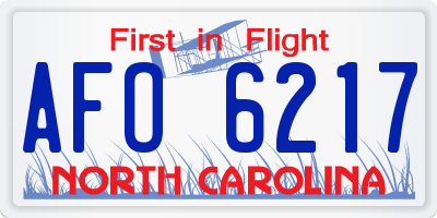 NC license plate AFO6217