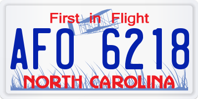 NC license plate AFO6218