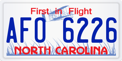 NC license plate AFO6226