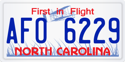 NC license plate AFO6229
