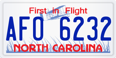 NC license plate AFO6232