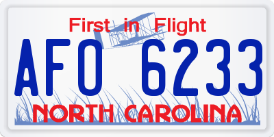 NC license plate AFO6233
