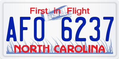 NC license plate AFO6237