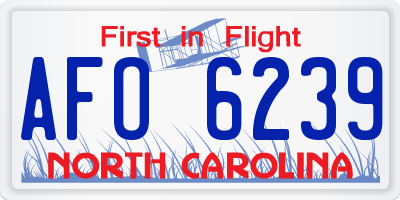 NC license plate AFO6239
