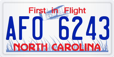 NC license plate AFO6243