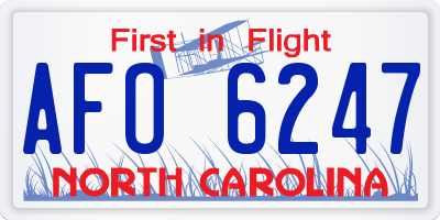 NC license plate AFO6247