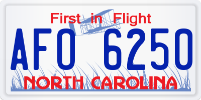 NC license plate AFO6250