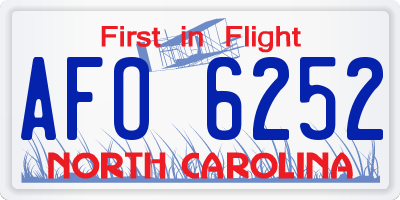 NC license plate AFO6252