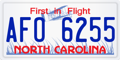 NC license plate AFO6255