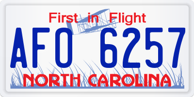 NC license plate AFO6257