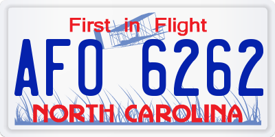 NC license plate AFO6262
