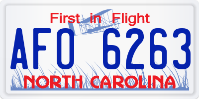 NC license plate AFO6263