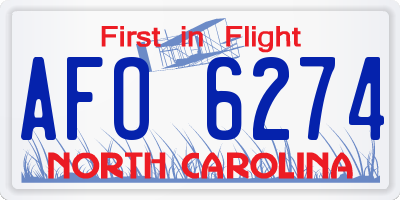 NC license plate AFO6274