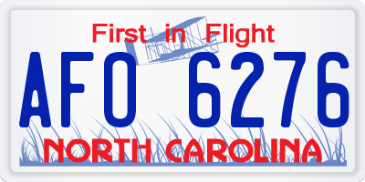 NC license plate AFO6276