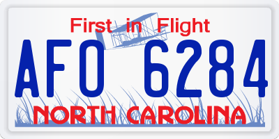 NC license plate AFO6284