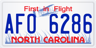 NC license plate AFO6286