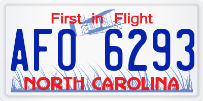 NC license plate AFO6293