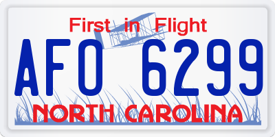 NC license plate AFO6299