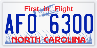 NC license plate AFO6300