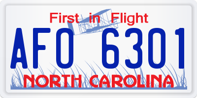 NC license plate AFO6301