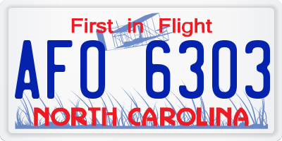 NC license plate AFO6303
