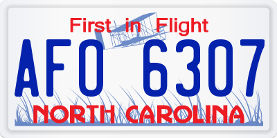 NC license plate AFO6307