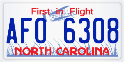 NC license plate AFO6308
