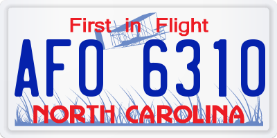 NC license plate AFO6310