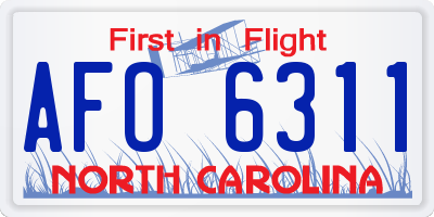 NC license plate AFO6311