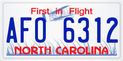 NC license plate AFO6312