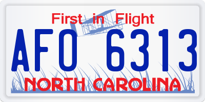 NC license plate AFO6313