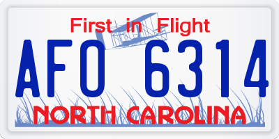 NC license plate AFO6314