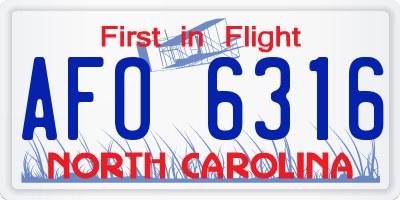 NC license plate AFO6316