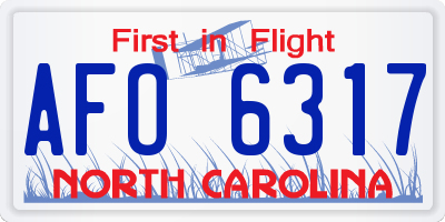 NC license plate AFO6317