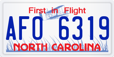 NC license plate AFO6319
