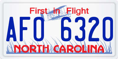 NC license plate AFO6320