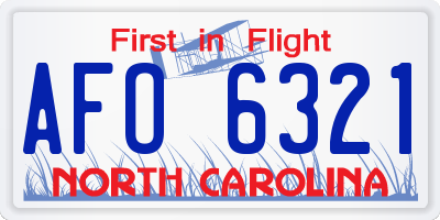 NC license plate AFO6321