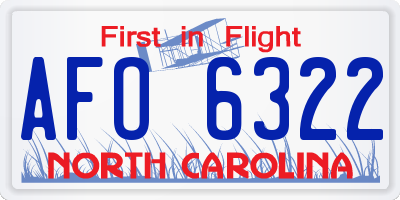NC license plate AFO6322