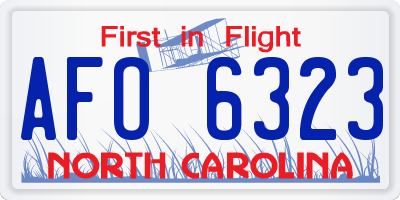 NC license plate AFO6323