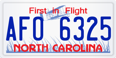 NC license plate AFO6325