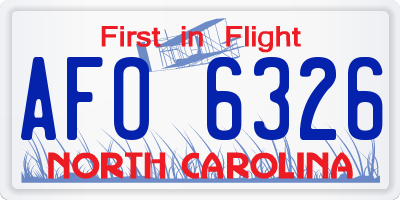 NC license plate AFO6326
