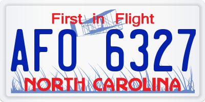NC license plate AFO6327