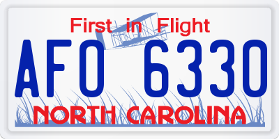 NC license plate AFO6330