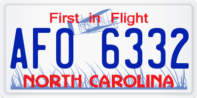 NC license plate AFO6332