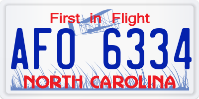 NC license plate AFO6334