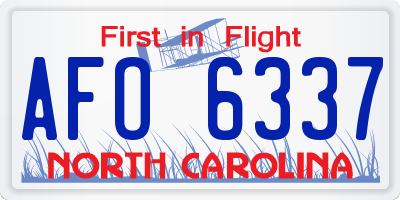 NC license plate AFO6337